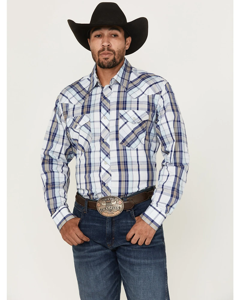 Wrangler 20X Men's Plaid Print Long Sleeve Snap Stretch Western Shirt
