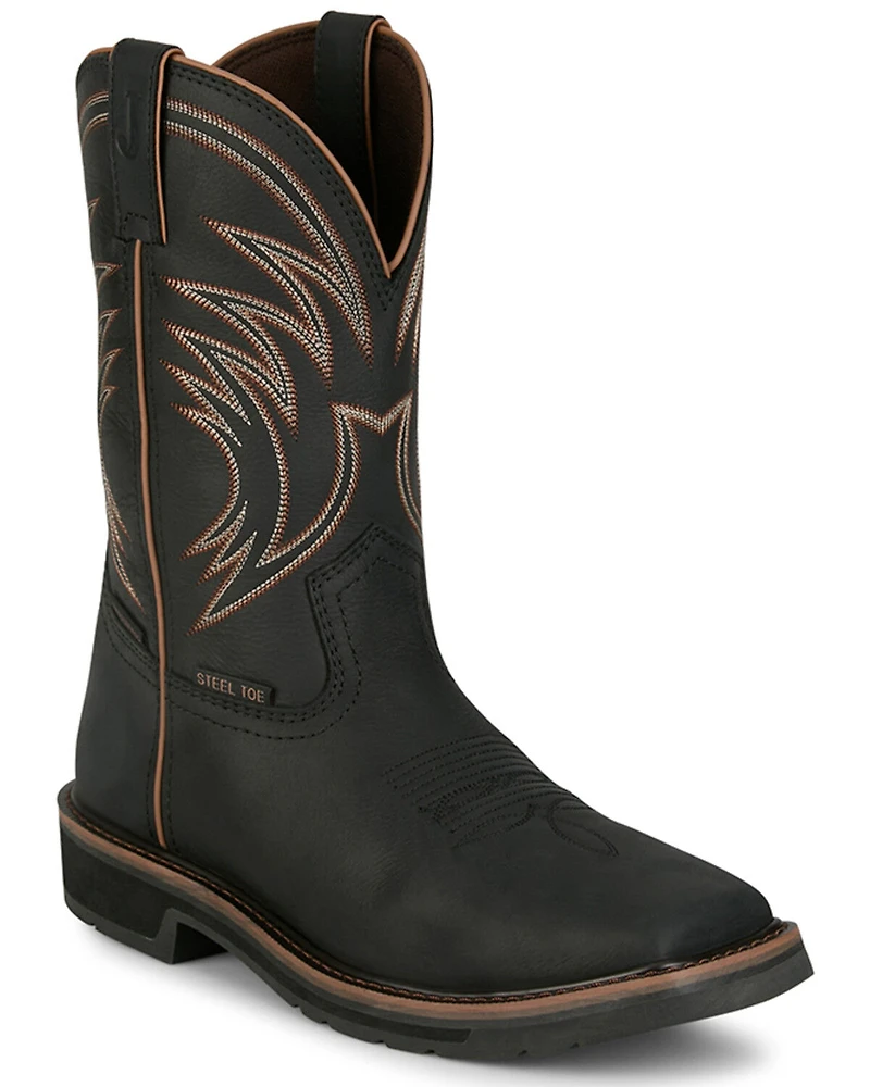 Justin Men's 11" Stampede Widowmaker Waterproof Pull-On Work Boots - Steel Toe