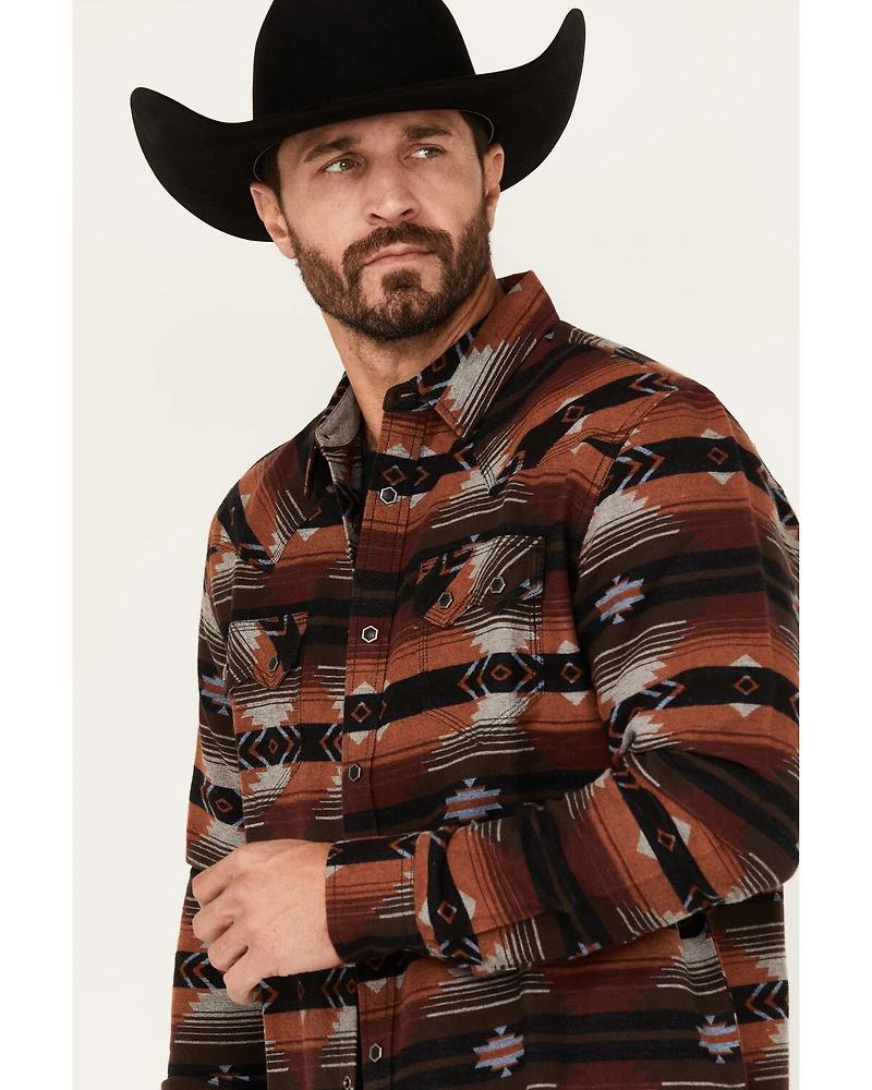 Moonshine Spirit Men's Smoke Cover Southwestern Print Long Sleeve Snap Western Shirt