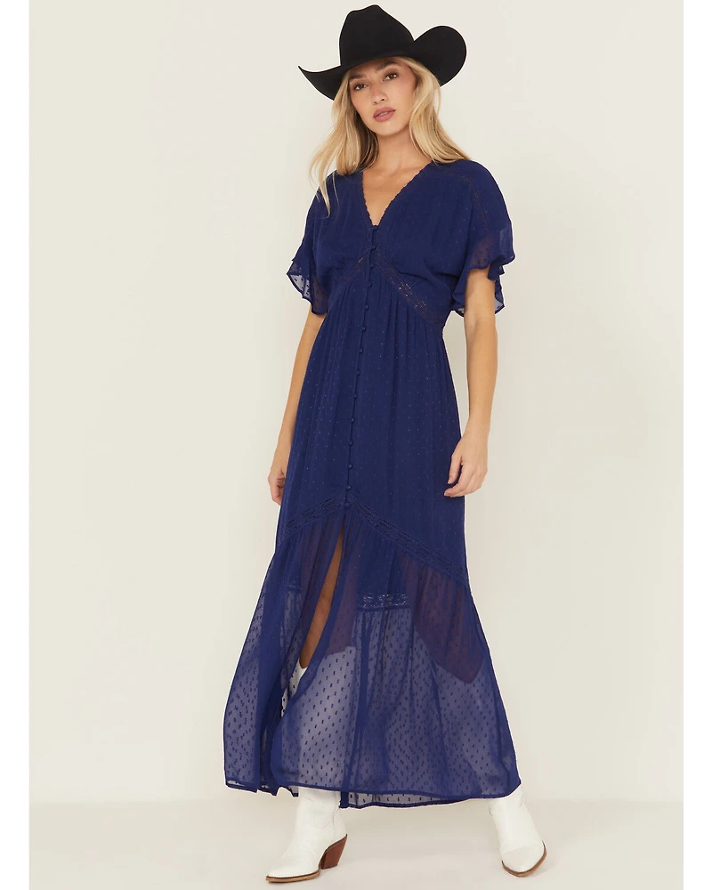 Shyanne Women's Lace Inset High-Low Maxi Dress