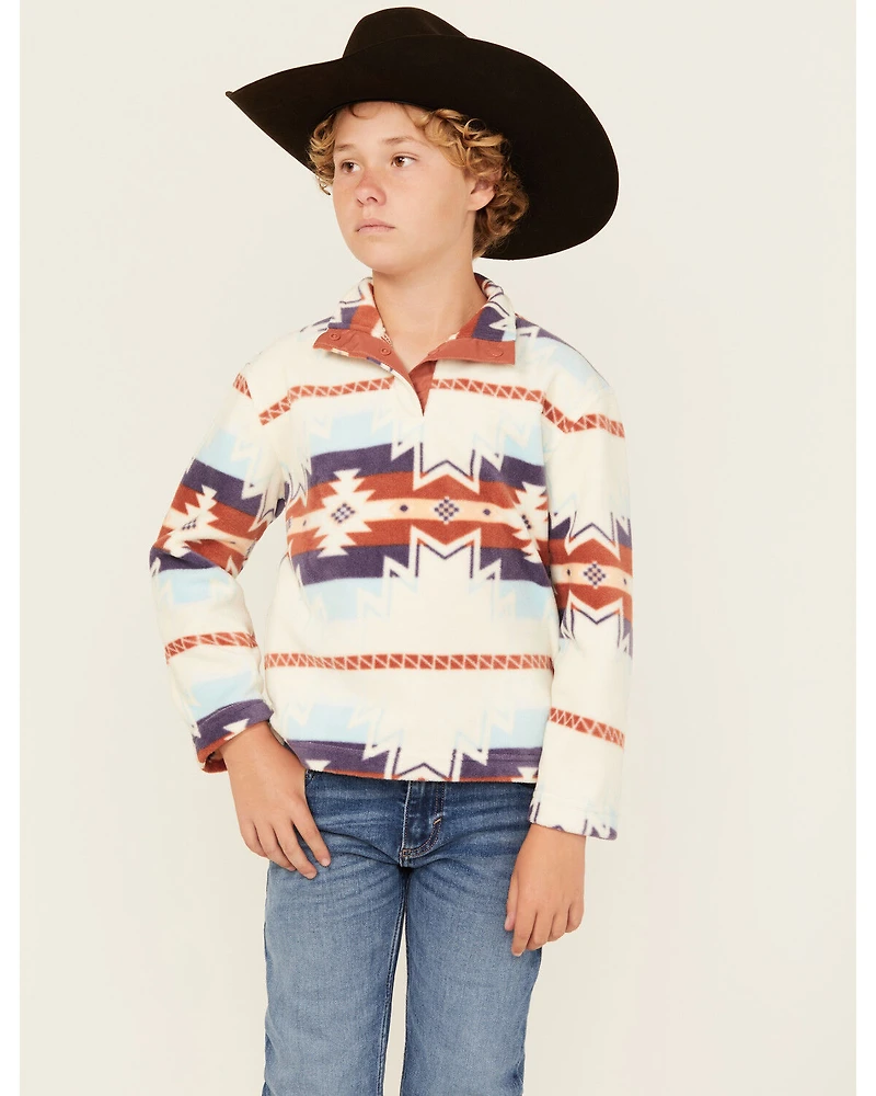 Roper Boys' Southwestern Print 1/4 Snap Fleece Pullover