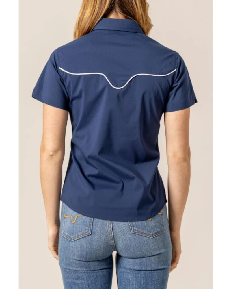 Kimes Ranch Women's Long Horn Solid Short Sleeve Snap Western Shirt