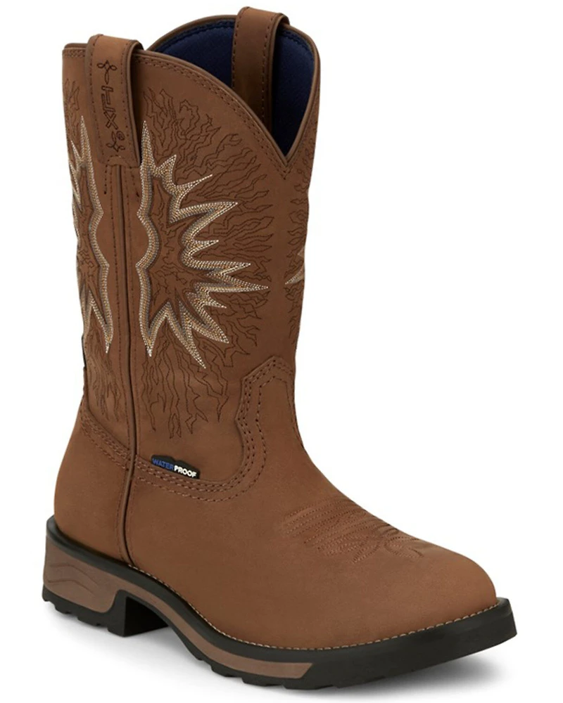 Tony Lama Men's Boom Saddle Cowhide Pull-On  Western Work Boots - Soft Toe