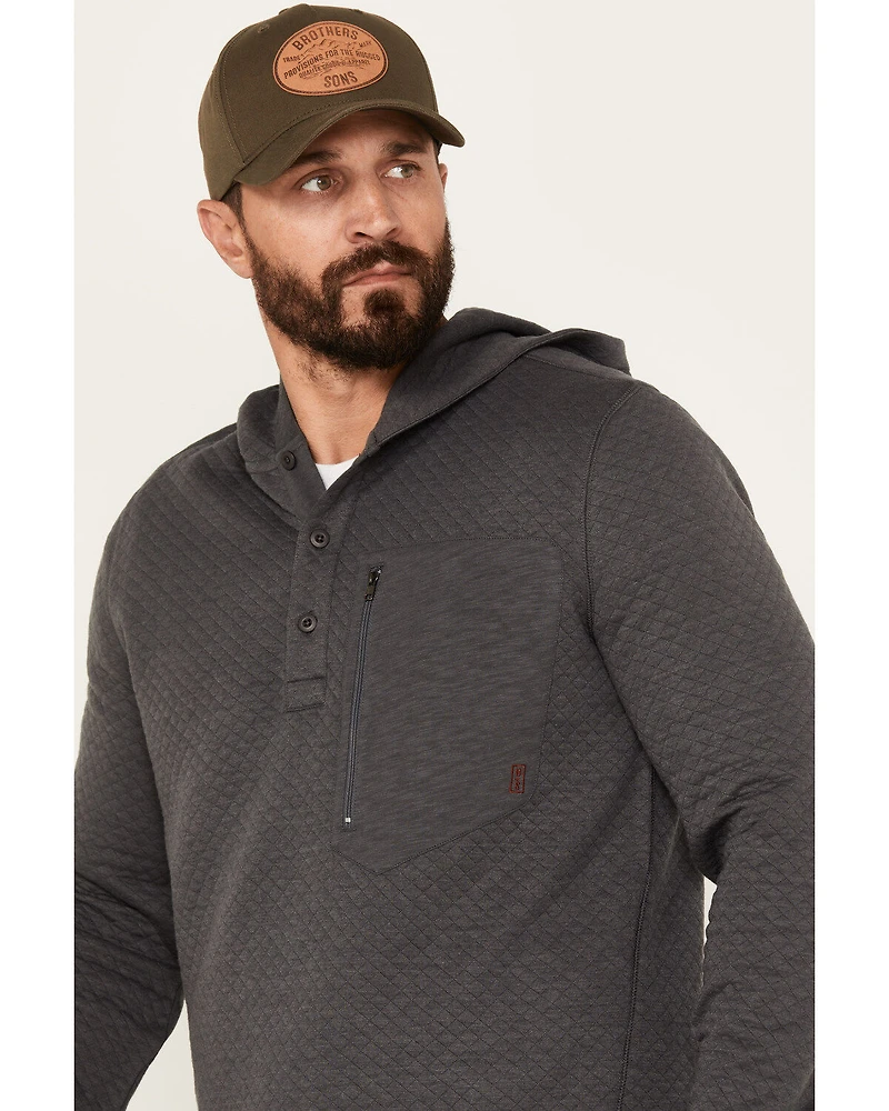 Brothers and Sons Men's Quilted Button-Down Hooded Pullover