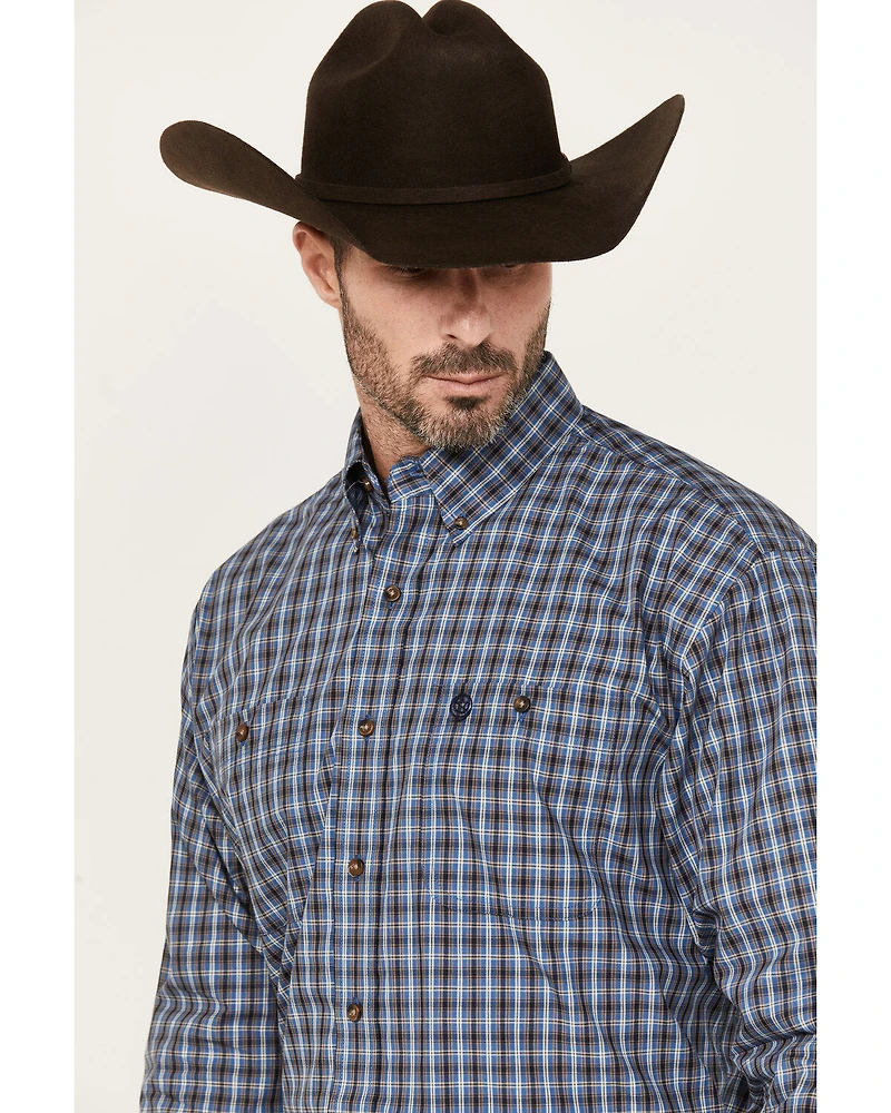 George Strait by Wrangler Plaid Print Long Sleeve Button-Down Western Shirt