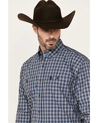 George Strait by Wrangler Plaid Print Long Sleeve Button-Down Western Shirt