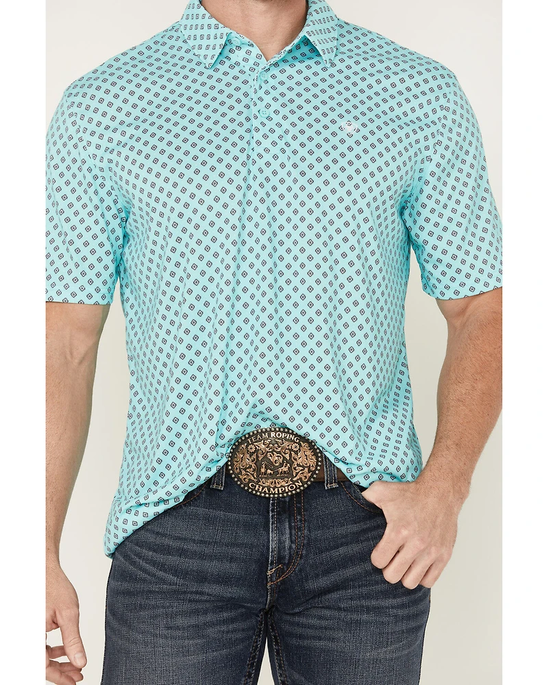 Ariat Men's Geo Print Short Sleeve Button-Down Performance Polo