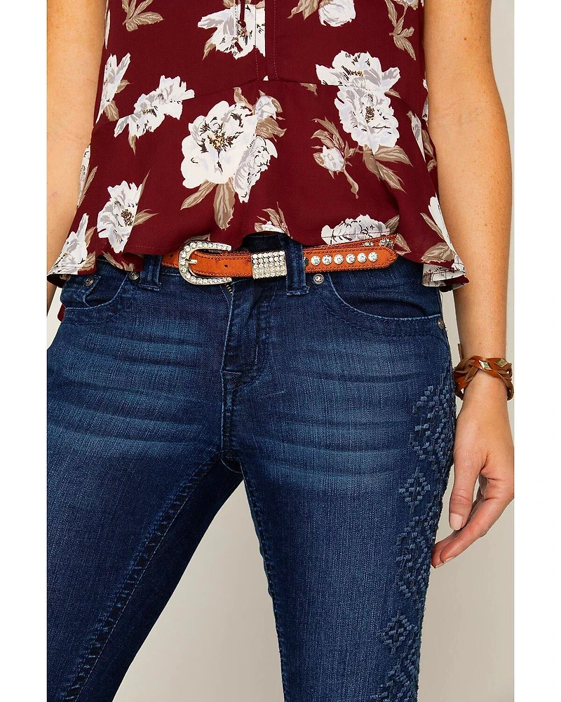 Shyanne® Girl's Ostrich Print Rhinestone Belt