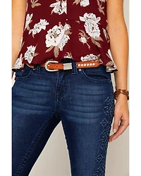 Shyanne® Girl's Ostrich Print Rhinestone Belt