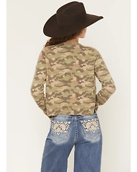 Miss Me Women's Camo Print Button-Down Sweater