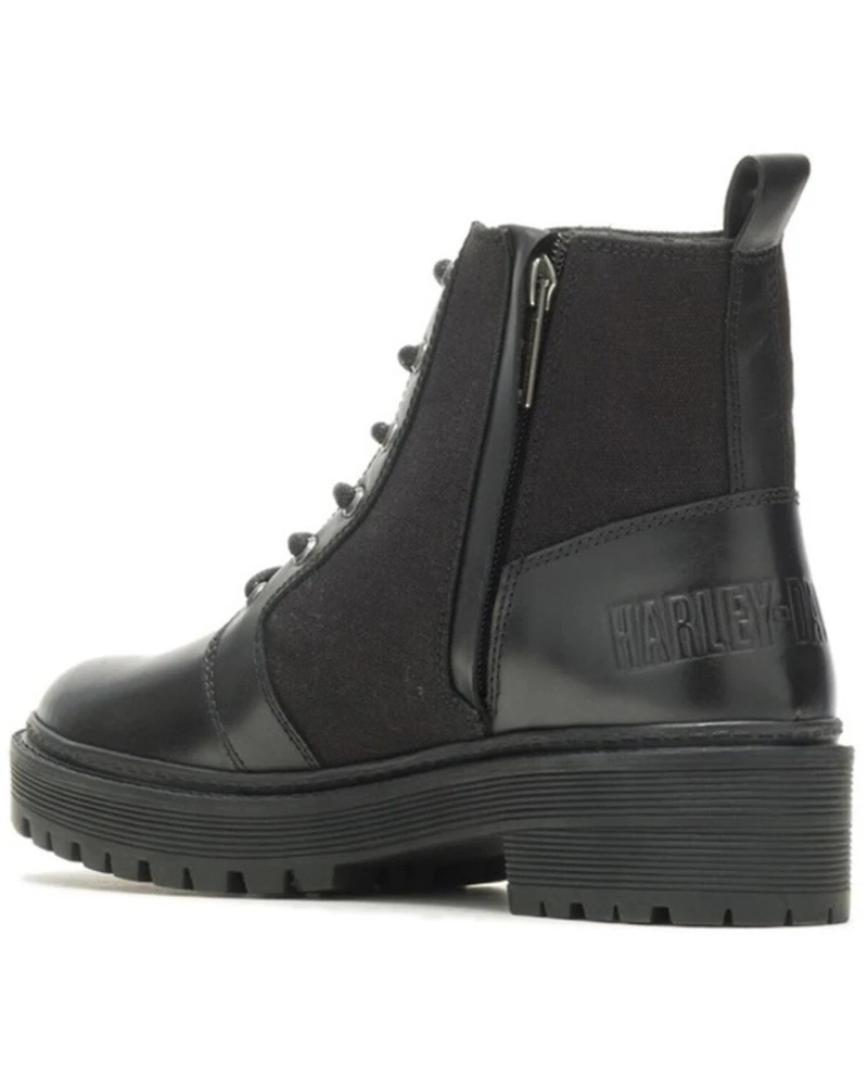 Harley Davidson Women's Valene Canvas 5" Lace-Up Moto Boots - Round Toe