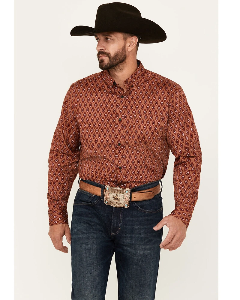 Cody James Men's Kenneth Southwestern Geo Print Long Sleeve Button-Down Stretch Western Shirt