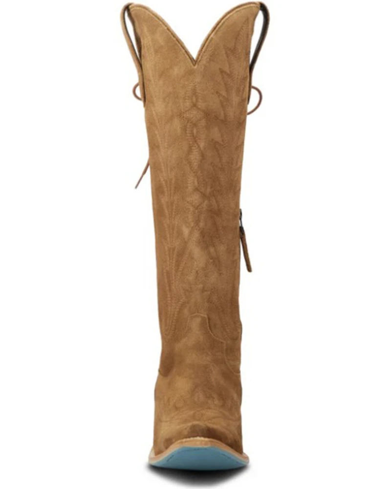 Lane Women's Lexington Knee High Corset Suede Western Boots - Snip Toe
