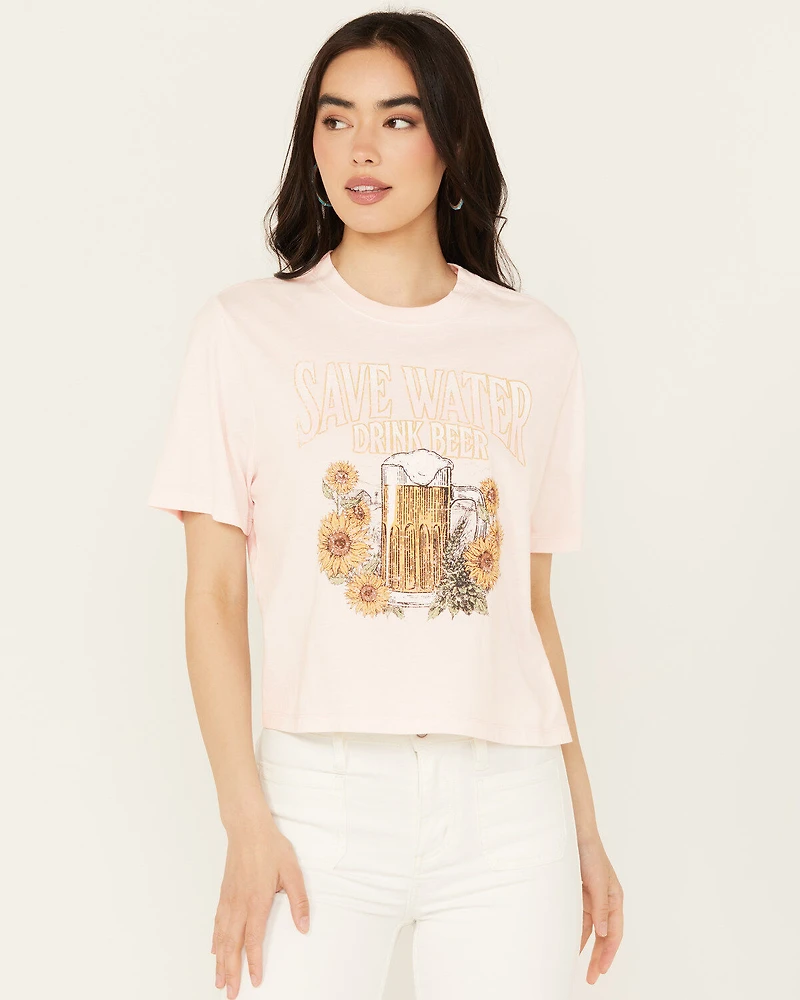 Cleo + Wolf Women's Save Water Boxy Graphic Tee