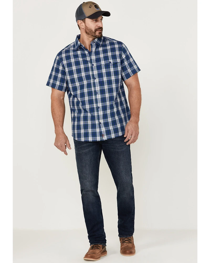 Brothers and Sons Men's Performance Plaid Short Sleeve Button Down Western Shirt