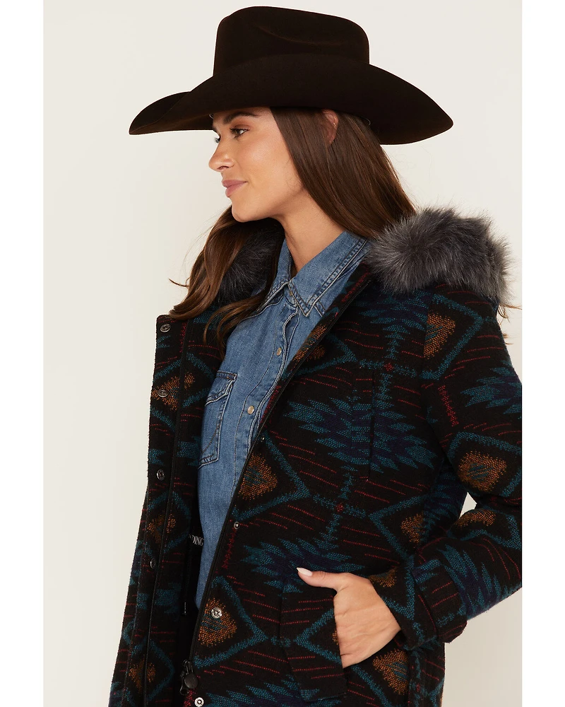 Outback Trading Co. Women's Southwestern Print Faux Fur Myra Coat