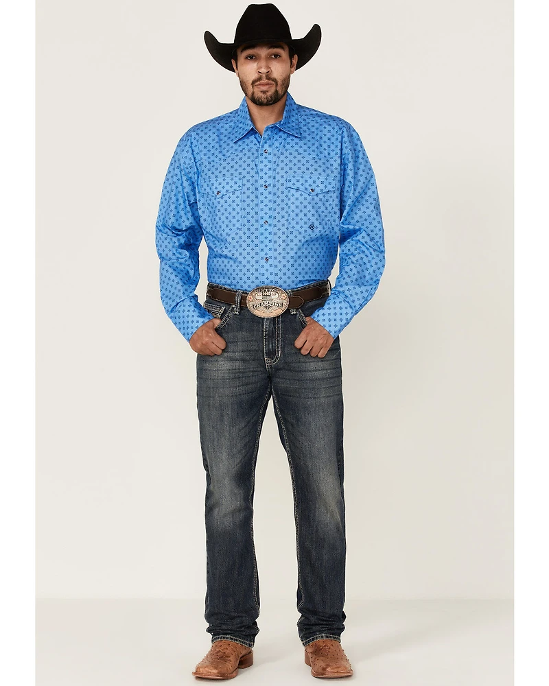 Roper Men's Cottage Foulard Geo Print Long Sleece Snap Western Shirt