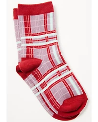 Shyanne Girls' Plaid Print Crew Socks