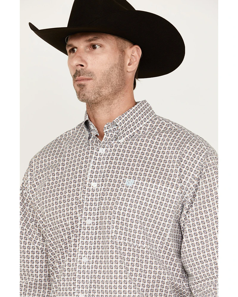 Cinch Men's Geo Print Long Sleeve Button-Down Stretch Western Shirt