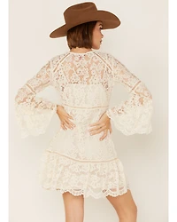 Honey Creek By Scully Women's Lace Crochet Long Sleeve Mini Dress