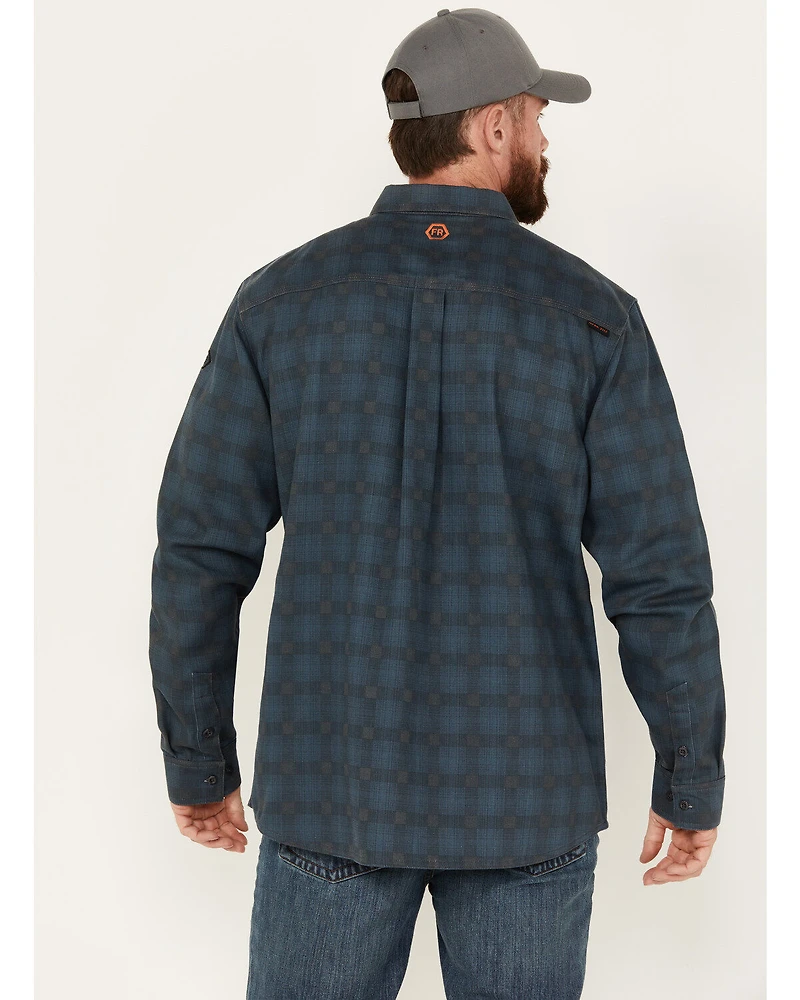 Hawx Men's FR Plaid Print Long Sleeve Button-Down Work Shirt