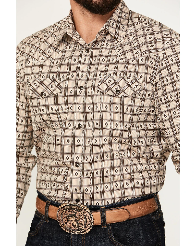 Gibson Trading Co Men's Cross Barred Plaid Print Long Sleeve Snap Western Shirt