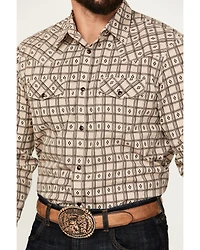 Gibson Trading Co Men's Cross Barred Plaid Print Long Sleeve Snap Western Shirt