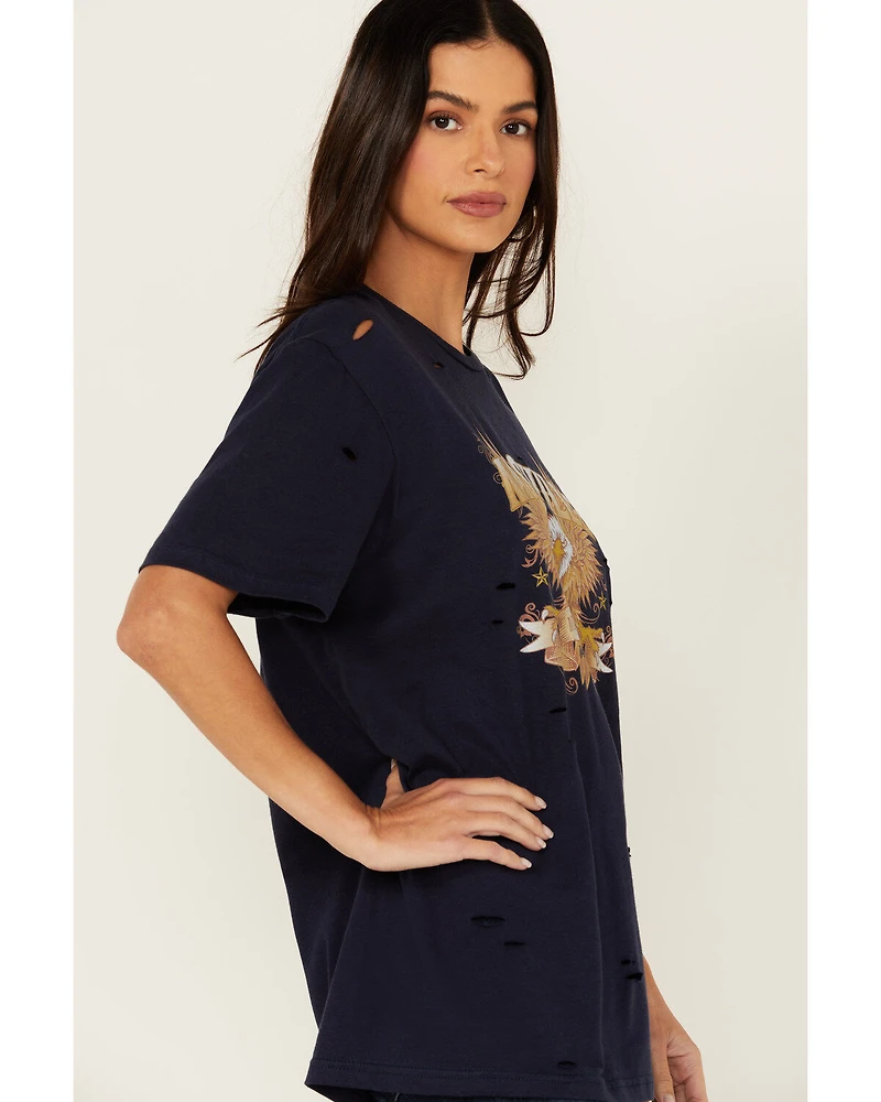 Bohemian Cowgirl Women's Eagle Destructed Short Sleeve Graphic Tee