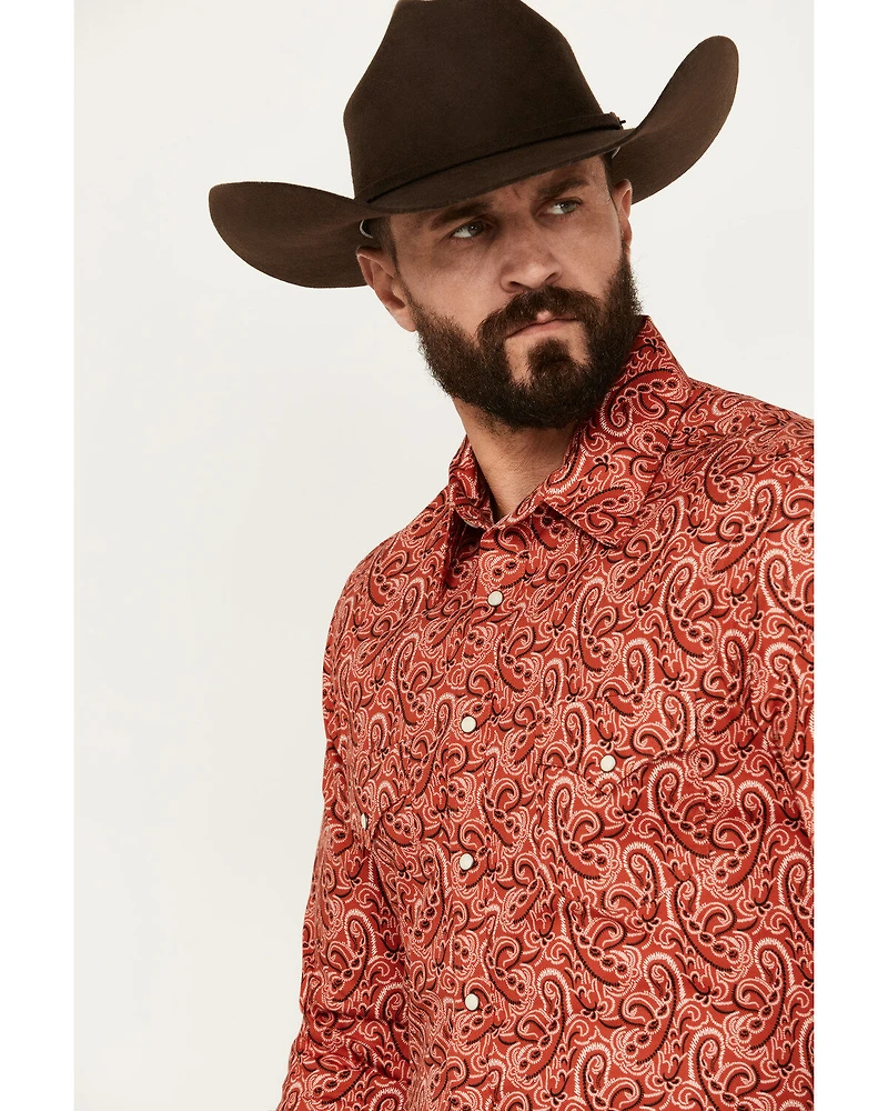 Rock & Roll Denim Men's Paisley Print Long Sleeve Snap Stretch Western Shirt