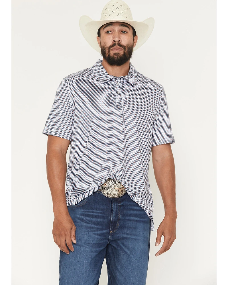 Panhandle Slim Men's Texas Print Short Sleeve Pearl Snap Performance Polo