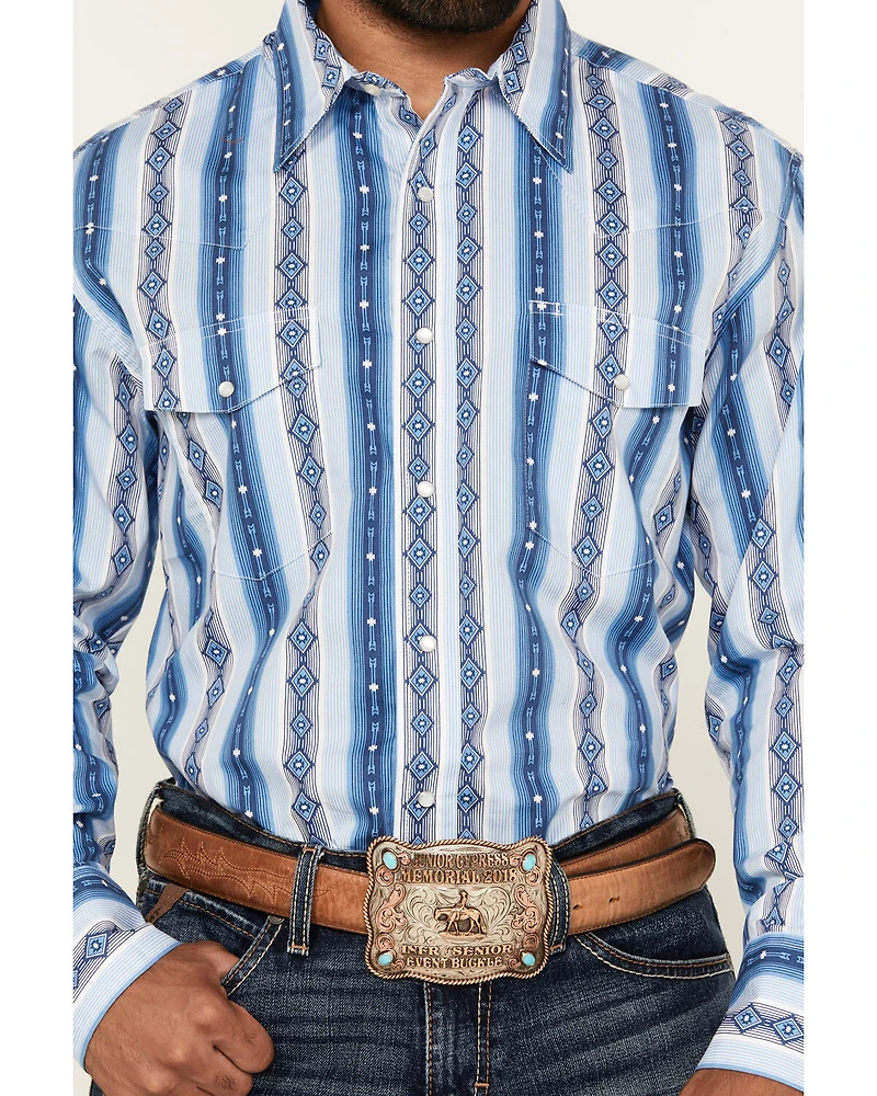 Wrangler Men's Checotah Southwestern Print Long Sleeve Snap Western Shirt