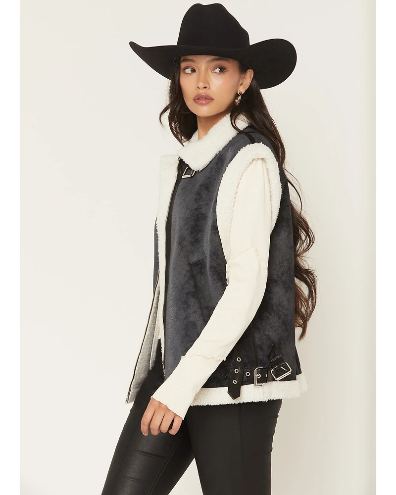Elan Women's Sherpa Lined Moto Vest