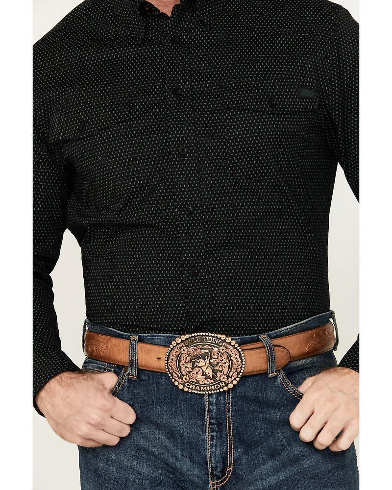 Justin Men's Boot Barn Exclusive JustFlex Diamond Geo Print Long Sleeve Button-Down Western Shirt
