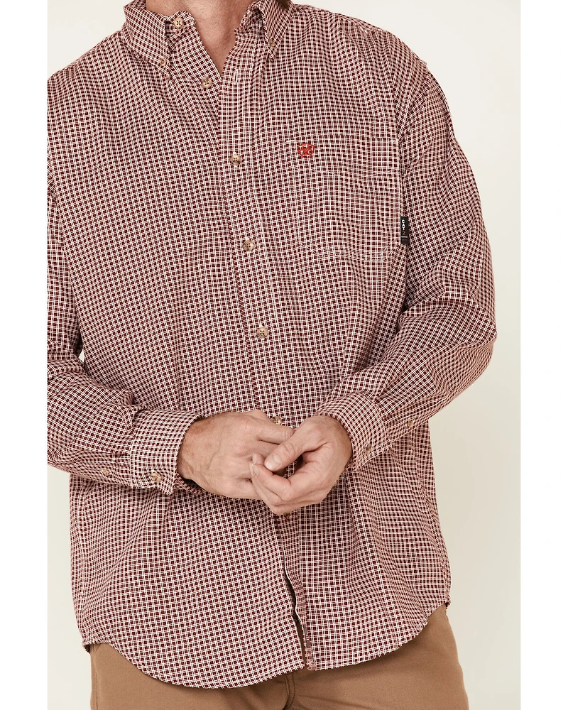 Ariat Men's FR Plaid Print Long Sleeve Work Shirt - Big & Tall