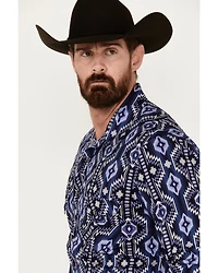 Rock & Roll Denim Men's Southwestern Print Long Sleeve Pearl Snap Stretch Western Shirt