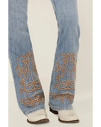 Idyllwind Women's Rebel Light Wash Mid Rise Boot Stitch Bootcut Super Stretch Denim Jeans