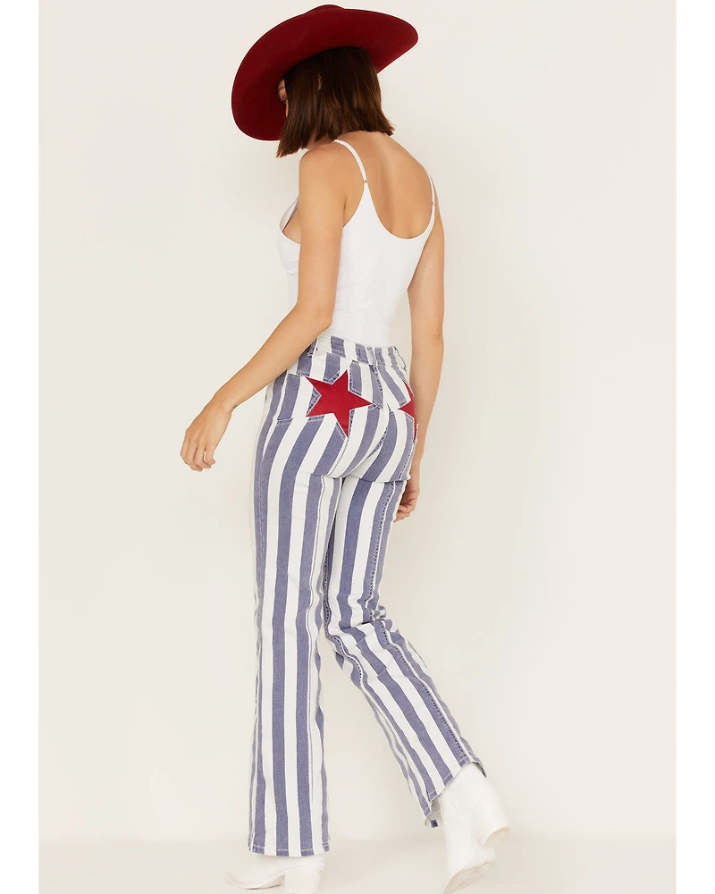 Free People Women's Firecracker Star & Stripe Flare Jeans