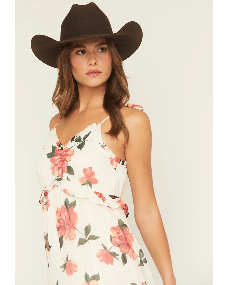Patrons of Peace Women's Floral Print Sleeveless High-Low Dress