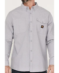 Hawx Men's Chambray Sun Protection Solid Long Sleeve Button-Down Western Shirt - Tall