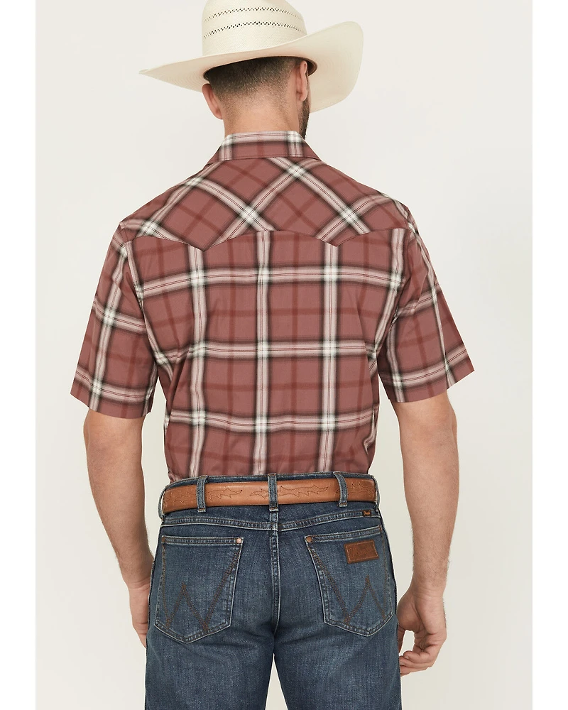 Wrangler Retro Men's Plaid Print Short Sleeve Snap Western Shirt