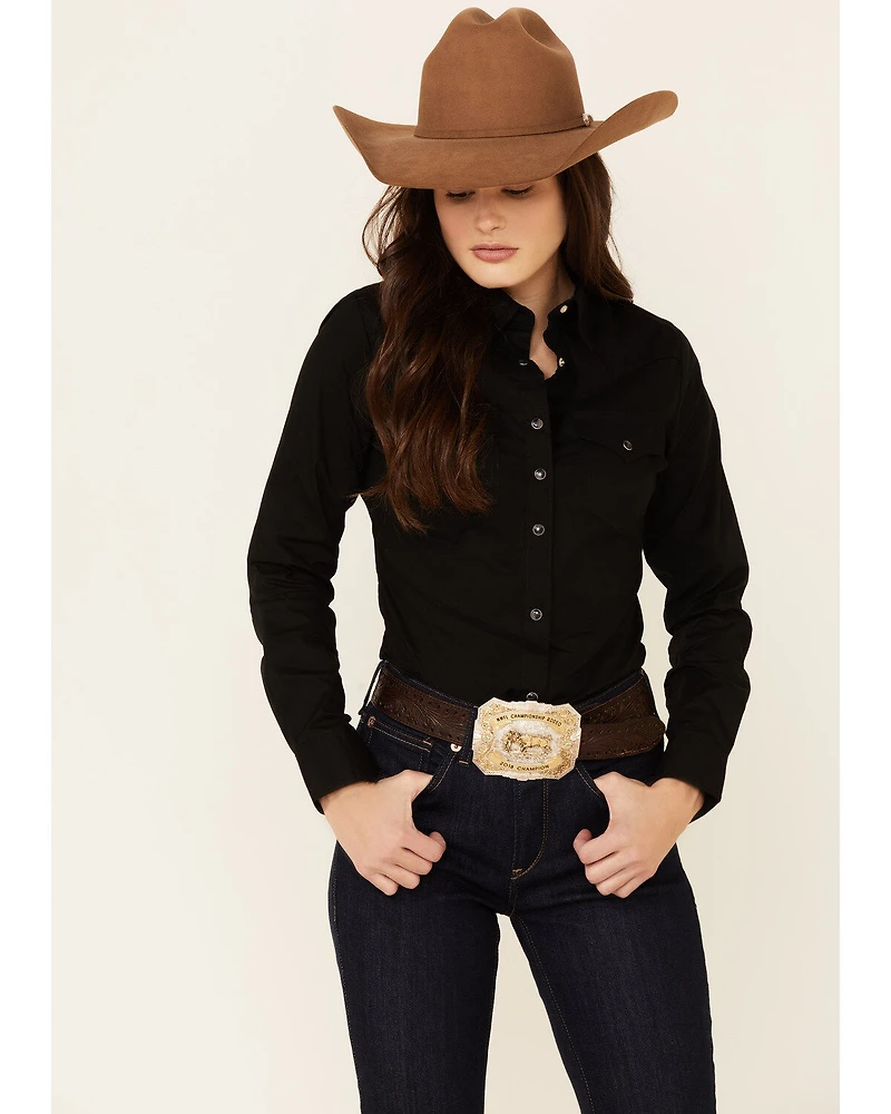 Wrangler Women's Long Sleeve Snap Stretch Western Top