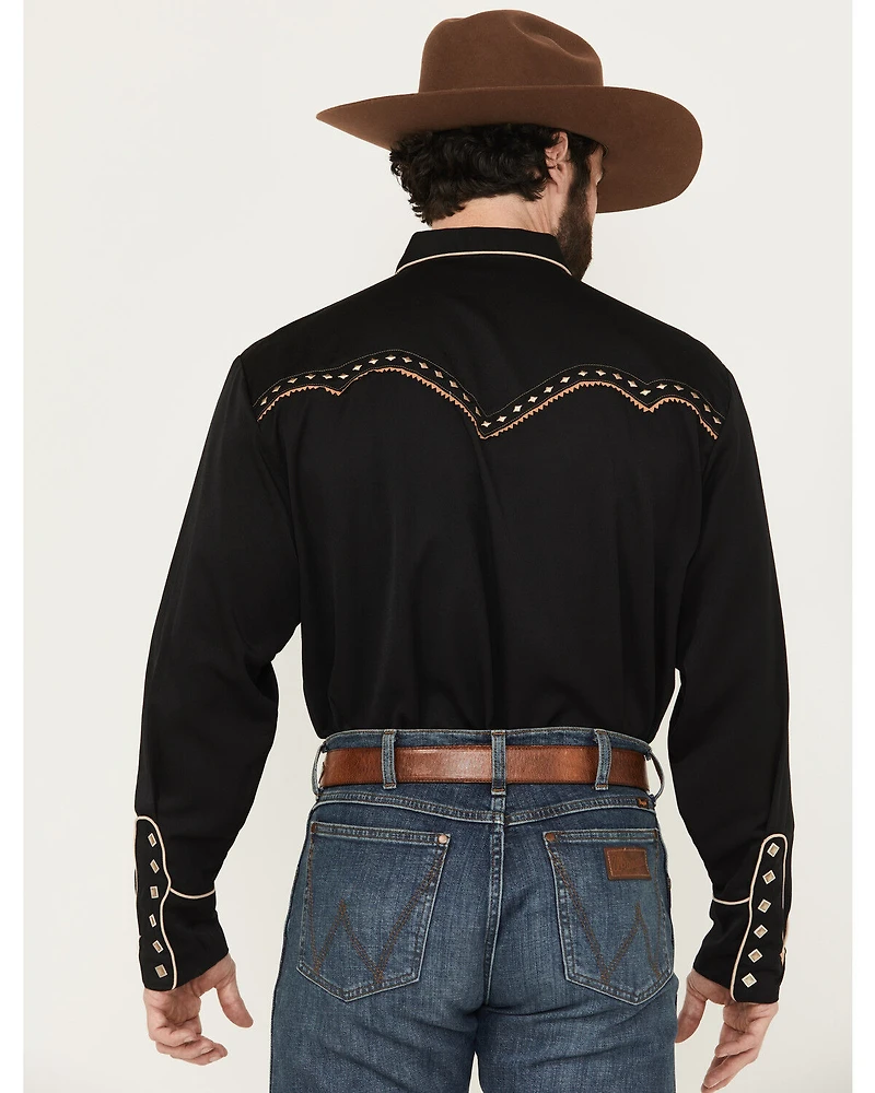 Scully Men's Diamond Embroidered Long Sleeve Western Shirt