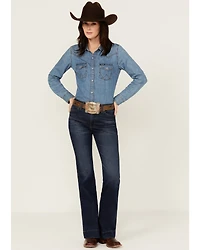 Wrangler Retro Women's Gabriella Dark Wash High Rise Trouser Stretch Denim Jeans