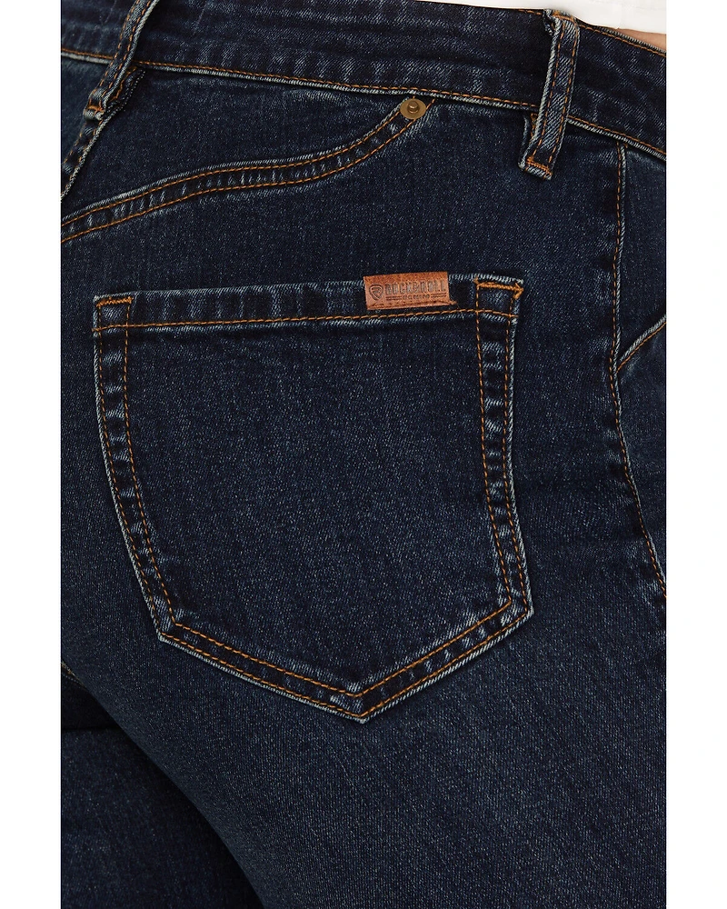 Rock & Roll Denim Women's Dark Wash High Rise Flare Stretch Jeans