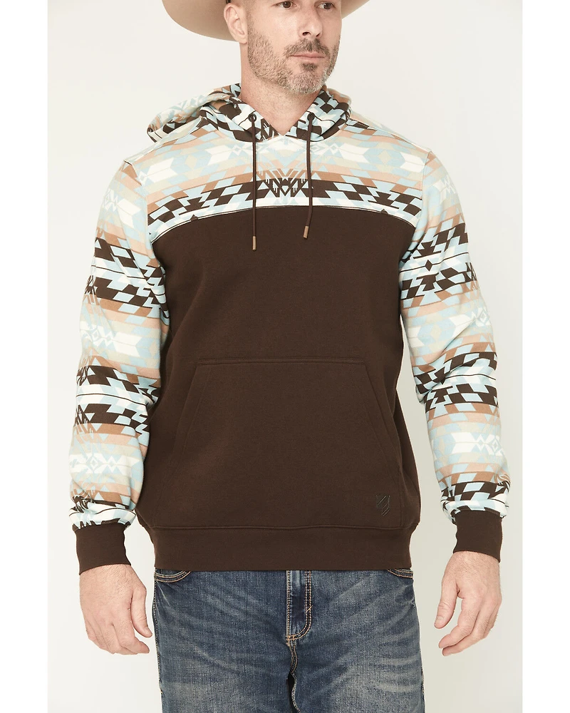 RANK 45® Men's Horizon Southwestern Print Colorblock Hooded Sweatshirt