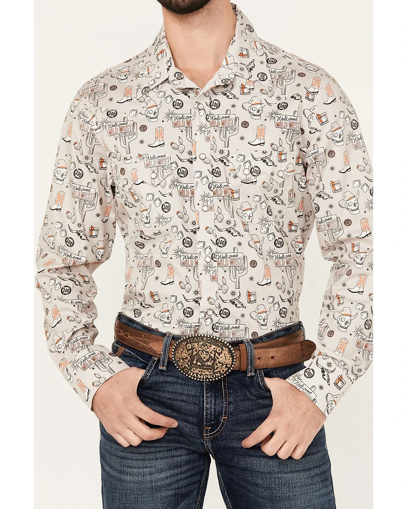 Rock & Roll Denim Men's Tattoo Print Long Sleeve Pearl Snap Stretch Western Shirt