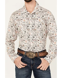 Rock & Roll Denim Men's Tattoo Print Long Sleeve Pearl Snap Stretch Western Shirt