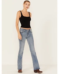 Dear John Women's Jaxtyn Medium Wash Mid Rise Bootcut Stretch Denim Jeans