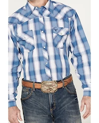 Cowboy Hardware Men's Hombre Plaid Print Long Sleeve Pearl Snap Western Shirt
