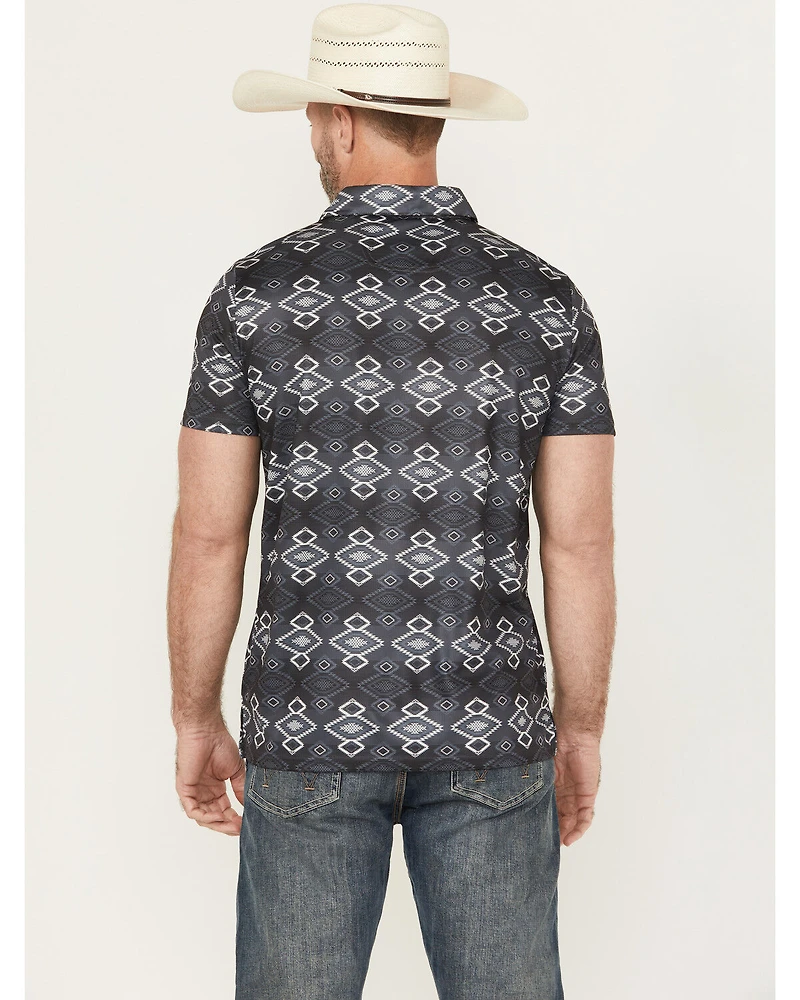 Rock & Roll Denim Men's Southwestern Striped Short Sleeve Button-Down Polo